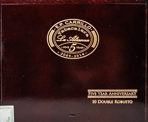EP Carrillo Edicion Limitada 5 Year Anniversary is wrapped in a Ecuadorian Sumatra with a Ecuadorian Corojo 99 binder and Nicaraguan fillers.