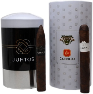 Buy Viaje Juntos 2018 Online: the Viaje Juntos 2018 is a collaboration between Andre Farkas and Ernesto Perez-Carrillo. This very special tin holds ten Toros and ten Torpedos both using a Connecticut Broadleaf over Ecuadorian Sumatra binders and Nicaraguan fillers.