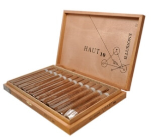 Buy Illusione Haut 10 Gordo Online: The Haut 10 cigar was rated cigar of the year 2016 by Halfwheel and is a Nicaraguan puro made with a cafe claro AAA grade wrapper and a blend of Nicaraguan criollo 98 and corojo 99 tobaccos from AGANORSA.