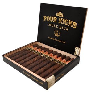 The Four Kicks Mule Kick 2018 is a limited release using the base blend of the Four Kicks. The Mule Kick uses a darker Ecuadorian Habano wrapper creating a bolder and fuller experience!