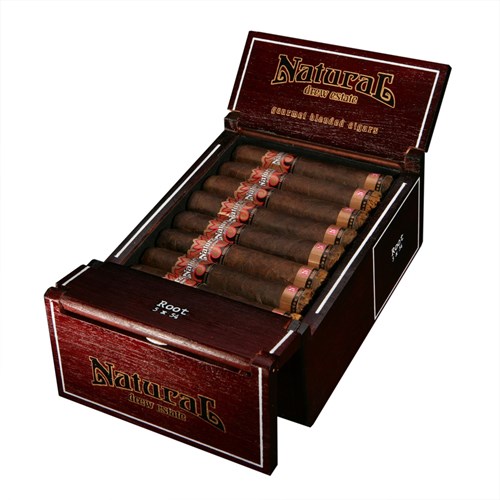 Buy Natural Root by Drew Estate Online: Natural by Drew Estate is an exotic blend of tobacco from aroun the world. Using tobaccos from Nicaragua to Syria, to Turkey and elsewhere. Each size is unique ranging from mild to strong. The Natural line has a profile like that of non-aromatic / English blend pipe tobacco (not the cherry flavored stuff). If you enjoyed the aroma of your Grandpa's pipe, you may just love this cigar.
