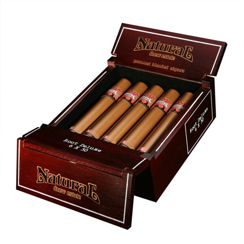 Buy Natural Root Deluxe (tubed) by Drew Estate Online: Natural by Drew Estate is an exotic blend of tobacco from around the world. Using tobaccos from Nicaragua to Syria, to Turkey and elsewhere. Each size is unique ranging from mild to strong. The Natural line has a profile like that of non-aromatic / English blend pipe tobacco (not the cherry flavored stuff). If you enjoyed the aroma of your Grandpa's pipe, you may just love this cigar.