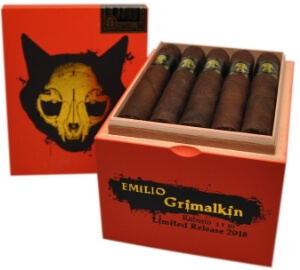 Buy Grimalkin Halloween Edition by Emilio Online: The Grimalkin Halloween Edition is a limited edition based off the regular production Grimalkin Robust. Using a Nicaraguan Maduro over a Habano binder and Nicaraguan fillers the released is limited to 300 boxes of 25!