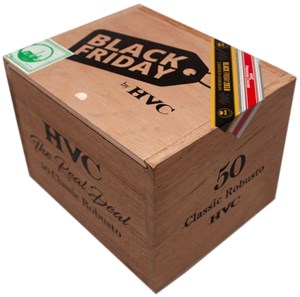 Buy HVC Black Friday 2018 Online: HVC Black Friday is a yearly release done around Black Friday. This years release is a 5 x 50 robusto featuring a Mexican San Andres wrappver over a Nicaraguan binder and Nicarguan fillers. 