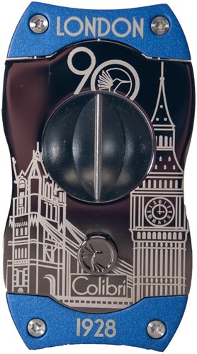 Buy Colibri V-Cut 90th Year Anniversary Gunmetal/Blue Cigar Cutter Online at Small Batch Cigar: The Colibri V-Cut is contoured for beauty and to fit securely in your hand.