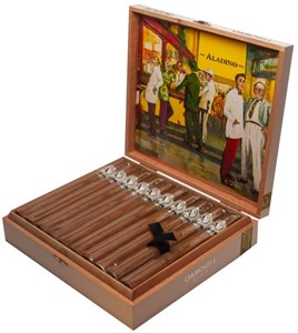 Buy Aladino Connecticut Churchill Online at Small Batch Cigar: This Aladino features an Ecuadorian Connecticut wrapper over Honduran binders and fillers.
