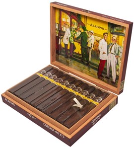 Buy Aladino Maduro Corona Box Pressed Online at Small Batch Cigar:  This "authentic corojo" puro is a features a maduro wrapper in a box pressed vitola.