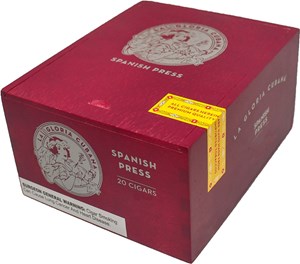 Buy La Gloria Cubana Spanish Press Gigante Online at Small Batch Cigar: This newest release is based off of the technique "Spanish Pressed", which involves  immediately placing the freshly rolled cigar into a mold and then stacking said molds.
