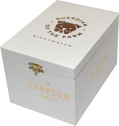 Buy Guardian of the Farm Nightwatch Campeon Online: a Nicaraguan puro that uses a Corojo Maduro wrapper, a Corojo 99 binder and a filler blend of corojo 99 and criollo 98,  in a 6x52 toro format, tobacco sourced from the AGANORSA farms owned by Casa Fernández.