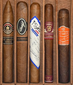 Buy Nicaragua Crossover Sampler Online:  Five cigars from companies not normally known for using Nicaraguan tobacco.  Featuring cigars from Davidoff of Geneva, Casa Turrent, Montecristo, Balmoral, and PSyKo SEVEN.