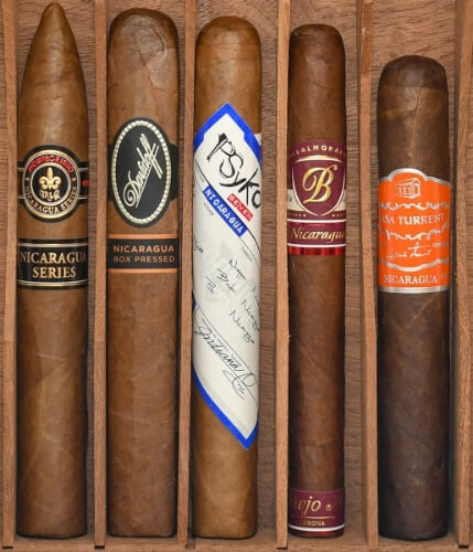 Buy Nicaragua Crossover Sampler Online:  Five cigars from companies not normally known for using Nicaraguan tobacco.  Featuring cigars from Davidoff of Geneva, Casa Turrent, Montecristo, Balmoral, and PSyKo SEVEN.