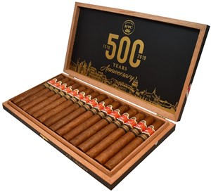 Buy HVC 500 Years Anniversary Online: The HVC 500th was created to celebrate the 500th anniversary of Havana, Cuba.  The cigar is a 5 7/8 x 52 parejo known as the "tesoros" vitola, featuring a Nicaraguan Corojo 99 wrapper with a Nicaraguan binder and criollo 98 and corojo 99 fillers.