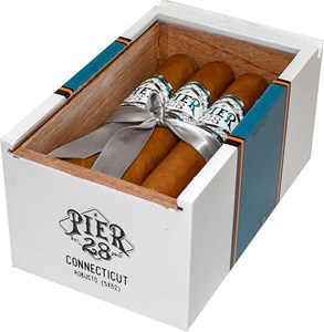 Buy Pier 28 Connecticut Robusto Online at Small Batch Cigar: Designed with the San Jose Shark team colors in mind, the newest 5 x 52 from Pier 28 features an Ecuadorian Connecticut wrapper over Nicaraguan binder and filler.