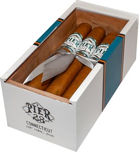 Buy Pier 28 Connecticut Short Churchill Online at Small Batch Cigar: Designed with the San Jose Shark team colors in mind, the newest 6 x 48 from Pier 28 features an Ecuadorian Connecticut wrapper over Nicaraguan binder and filler.
