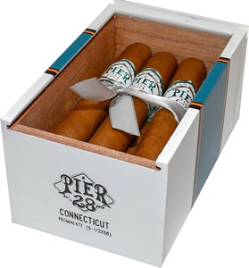 Buy Pier 28 Connecticut Prominente Online at Small Batch Cigar: Designed with the San Jose Shark team colors in mind, the newest 5 1/2 x 56 from Pier 28 features an Ecuadorian Connecticut wrapper over Nicaraguan binder and filler.