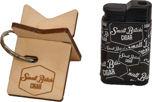 Buy Starter Cigar Accessory Set Online: One Small Batch Cigar Stand and one Small Batch single flame lighter, both with logos and perfect for every smoker!