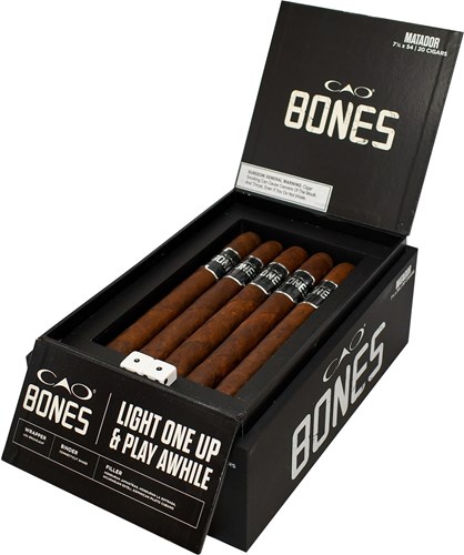Buy CAO Bones Matador Foot Online: The perfect accompaniment for table games, the CAO Bones Matador is a celebration of one of the best ways to enjoy a cigar: over a game of dominoes or shooting dice.