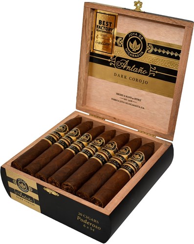 Buy Joya de Nicaragua Antaño Dark Corojo Poderoso Online: Joya de Nicaragua Antaño Dark Corojo is powerful full bodied Nicaraguan puro with a dark oily wrapper made from mature tobacco.