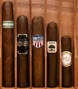 Buy the Budget Broadleaf Sampler Online at Small Batch Cigar: This sampler features five Broadleaf cigars that won't break the bank.