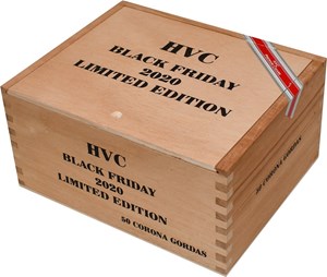 Buy HVC Black Friday 2020  Online: HVC Black Friday is a yearly release done around Black Friday. This years release is a 5 5/8 x46  corona gorda featuring a Habano Cafê wrapper over corojo 99 and criollo 98 binder and Aganorsa ligero fillers.