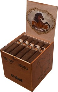 Buy Stallone The Pony Cigar Online: Each pony weighs in at 4 x 58 and features an Ecuadorian Sumatra wrapper over a Nicaraguan binder with Connecticut Broadleaf and Nicaraguan fillers