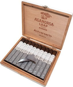 Buy Aganorsa Leaf Aniversario Maduro Short Churchill Online: this limited edition Miami made Casa Fernandez features a Corojo maduro wrapper over both Nicaraguan binder and fillers.