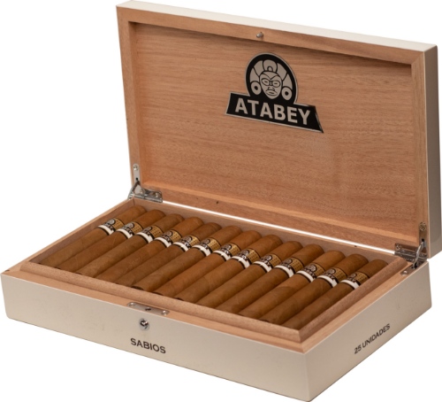 Buy Atabey Sabios Online: One of the newest sizes to the Atabey line by United Cigars, this 4 1/2 x 52 cigar has an undisclosed composition.	