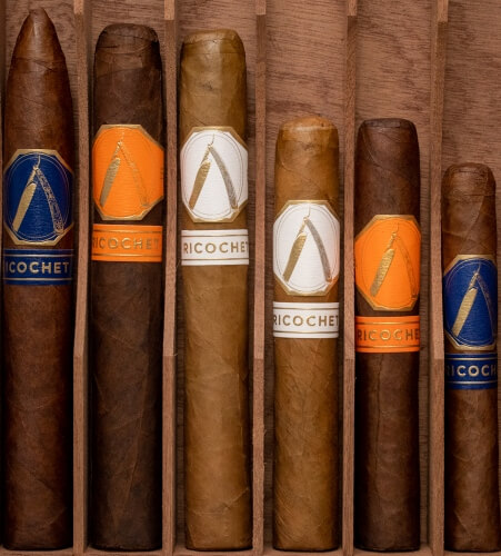 Buy the La Barba Ricochet Cru Mexi-Sol Sampler Online: The pack features two of each vitola from the new Ricochet Cru Mexi-Sol line from La Barba's Tony Bellato