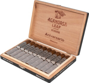 Buy Aganorsa Leaf Aniversario Maduro Gran Robusto Online: this limited edition Miami made Casa Fernandez features a shade grown maduro wrapper over both Nicaraguan binder and fillers.