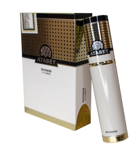 Buy Atabey Divinos Tubes Online at Small Batch Cigar: A petite robusto 4 3/8 x 50 vitola from the Atabey line that now comes in tubes by United Cigars.