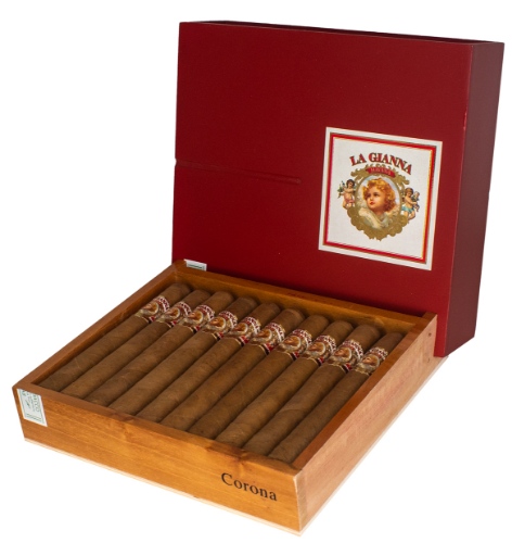 Buy La Gianna Corona Online at Small Batch Cigar: This 5 1/2 x 44 comes in a Connecticut Shade wrapper over Honduran binder and filler.