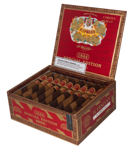 Buy H. Upmann 1844 Special Edition Barbier Corona Online: featuring a special barber pole inspired wrapper, with a blend of nicaraguan and indonesian tobaccos inside!