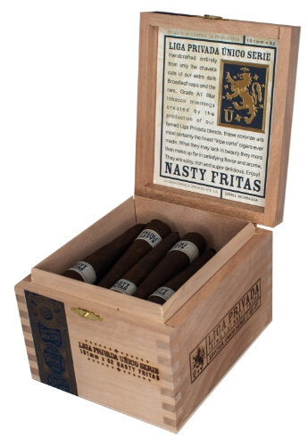 Buy Liga Privada Unico Nasty Fritas Online: The Nasty Fritas comes in a very unique conical vitola and uses a Connecticut Broadleaf Oscuro wrapper over a Brazilian Mata Fina binder.