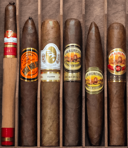 Buy the La Aurora Cigar Brand Sampler Online: This sampler features one cigar from La Aurora Cigars.