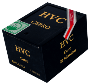 Buy HVC Cerro Maduro Corona Online: HVC Cerro paid tribute to one of the oldest neighborhoods in Havana, El Cerro. The blend of Cerro was made with a combination of the finest leaves from Jalapa and Estelí. HVC Cerro uses 3 years aged tobacco.