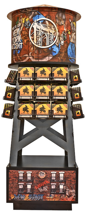 Drew Estate enters 4x32 segment: Liga Privada T52 4x32, Liga Privada No. 9 4x32, Liga Privada Undercrown 4x32, Herrera Esteli 4x32, Norteno 4x32, Kentucky Fire Cured 4x32. Picture of Drew Estate Water Tower